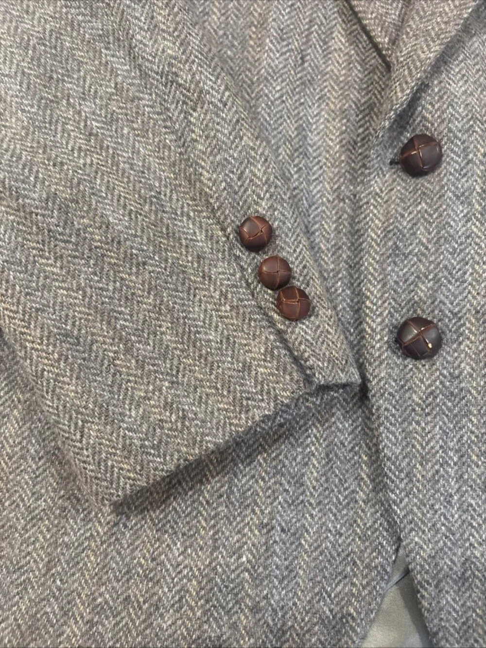 Vintage MW Gray Herringbone 100% Wool Blazer Sport Coat Mens 40R USA Tweed